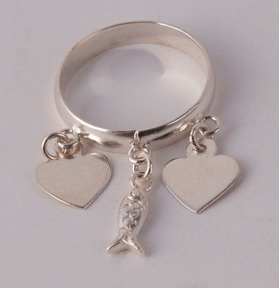 Silver Ring Hearts & Fish Silver Ring Hearts & Fish