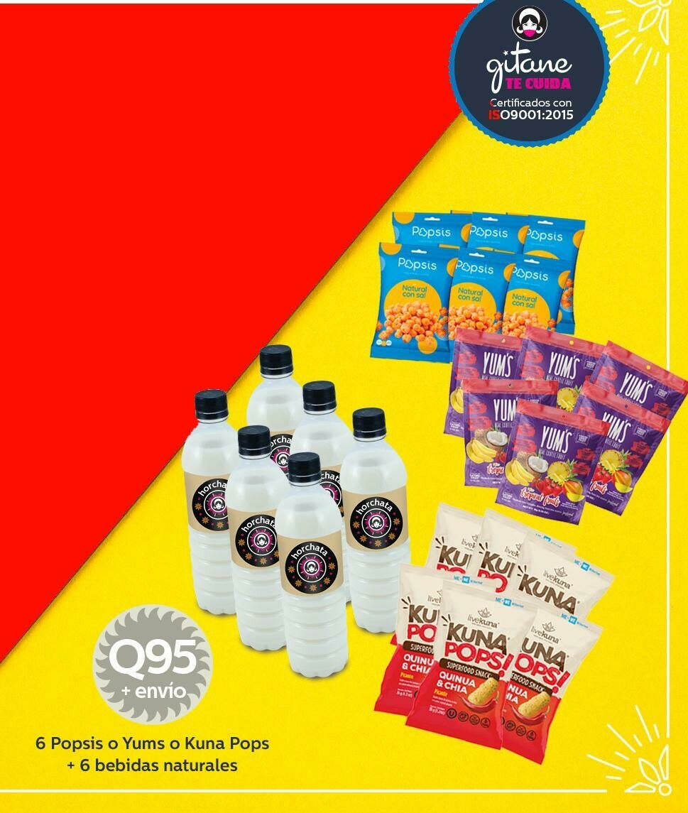 6 Popsis o Yums o KunaPops + 6 bebidas naturales 6 Popsis o Yums o KunaPops + 6 bebidas naturales