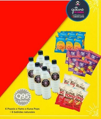 6 Popsis o Yums o KunaPops + 6 bebidas naturales 6 Popsis o Yums o KunaPops + 6 bebidas naturales