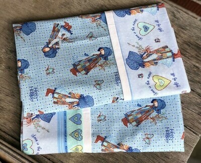 Vintage Holly Hobbie Blue Pillowcase Set Vintage Holly Hobbie Blue Pillowcase Set