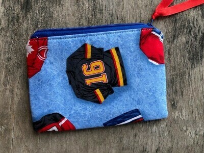 Hockey on Blue Zip Pouch 100% Cotton Hockey on Blue Zip Pouch 100% Cotton