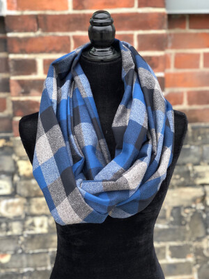 Blue/Grey Plaid Infinity Scarf (Flannel) Blue/Grey Plaid Infinity Scarf (Flannel)