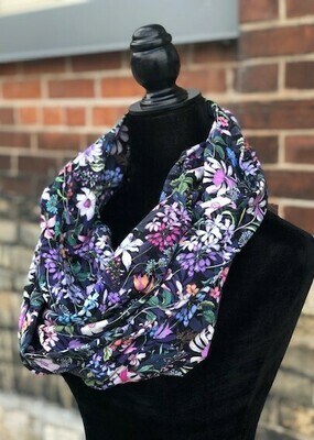 Black Floral Infinity Scarf with Hidden Pocket (Knit) Black Floral Infinity Scarf with Hidden Pocket (Knit)