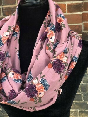 Infinity Scarf Floral Grenadine with Hidden Pocket (Knit) Infinity Scarf Floral Grenadine with Hidden Pocket (Knit)