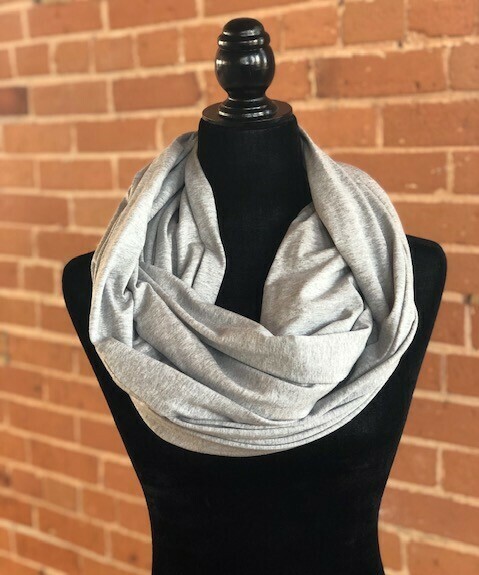 Infinity Scarf Light Grey Heather with Hidden Pocket (Knit) Infinity Scarf Light Grey Heather with Hidden Pocket (Knit)