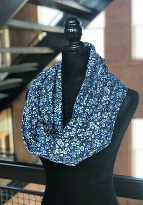 Blue Floral Infinity Scarf with Hidden Pocket (Knit) Blue Floral Infinity Scarf with Hidden Pocket (Knit)