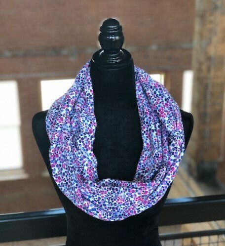 Pretty in Purple Dots Infinity Scarf with Hidden Pocket (Knit)