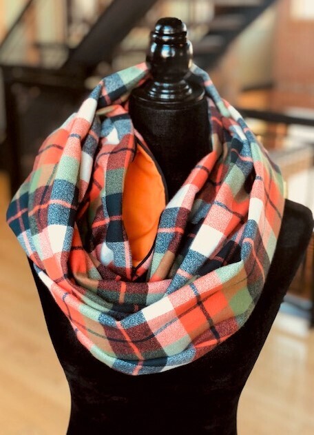 Adventure Plaid Infinity Scarf with Hidden Pocket! (Flannel)