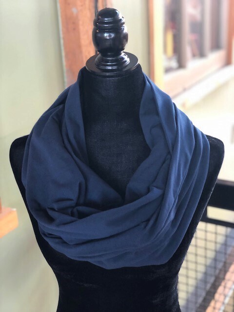 Infinity Scarf  Navy Blue  with Hidden Pocket (Knit)