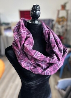 Purple Plaid Infinity Scarf with Hidden Pocket! (Flannel)