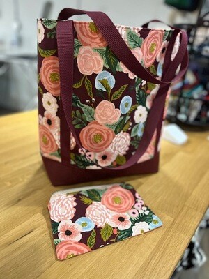 Rifle Paper Co. Burgundy Floral Tote Bag