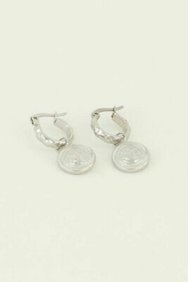 MJ04475 zilver Oorbel munt My Jewellery Charm collectie