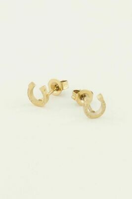MJ04478 goud/gold studs hoefijzer oorbellen -My Jewellery