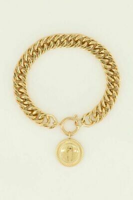 MJ04464 goud/gold Schakelarmband munt - My Jewellery