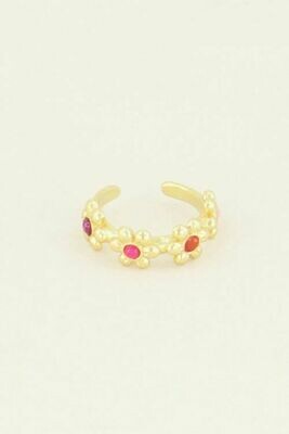 MJ03927 goud/gold Ear cuff Vier Bloemetjes - My Jewellery