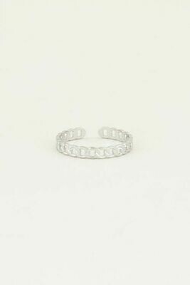 MJ02921 Zilver Ring Platte Schakel-My Jewellery