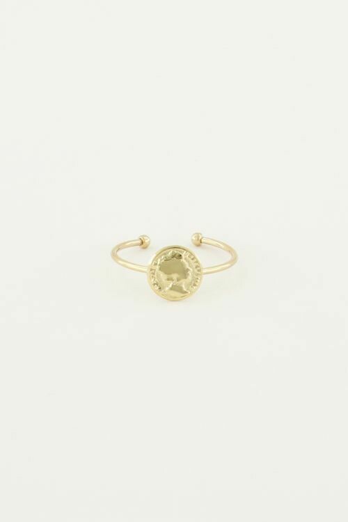 MJ03144 Goud Ring Met Klein Muntje-My Jewellery