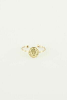 MJ03144 Goud Ring Met Klein Muntje-My Jewellery