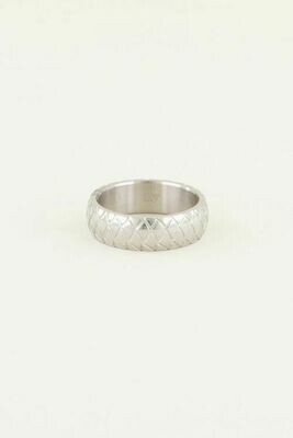 MJ03388 zilver Brede RIng Met Schubben -My Jewellery