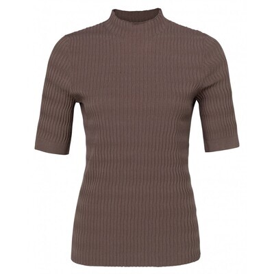 Fancy textured sweater - YaYa 1000372-124 COFFEE QUARTZ DARK B
