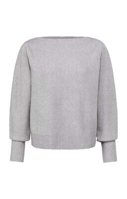 Boatneck sweater long sleeves - YAYA 1000485-123 GULL GREY LILAC