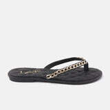 Lazamani Toe slipper chain quilted-Lazamani zwart
