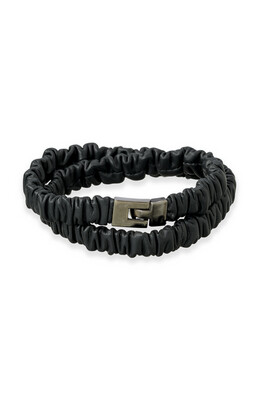 YaYa Small leather ruffle belt BRISTOL BLACK 03-403002-207