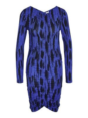 Noisy May NMCEMRE L/S V-NECK SHORT DRESS JRS Dazzling Blue/AOP 27023623