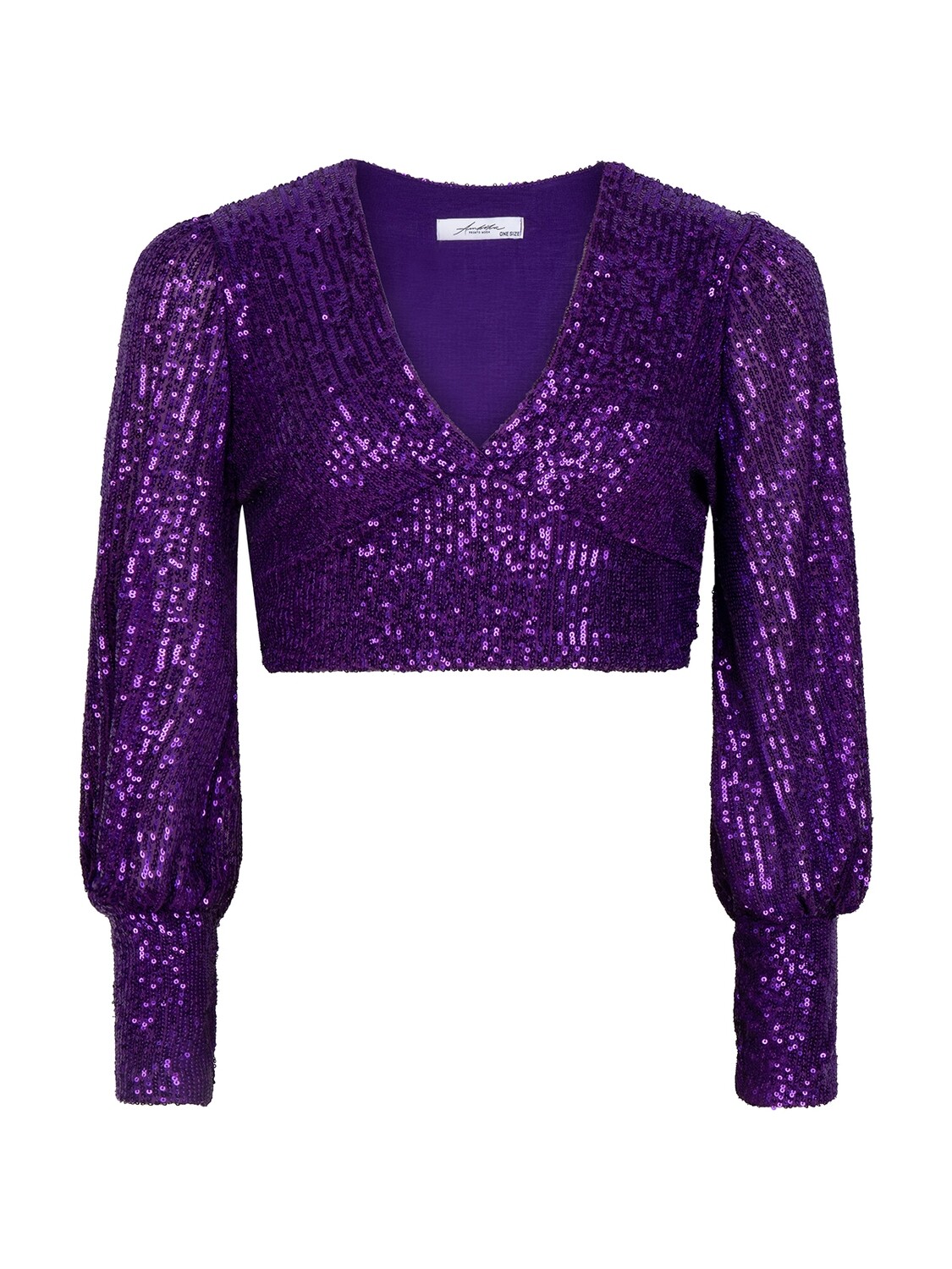 Ambika top cropped v-hals glitter paars 5200