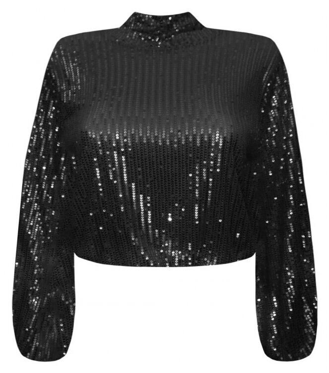 Nameless  Cropped top glitter zwart Cropped top glitter