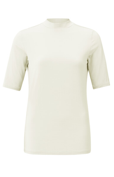 YaYa Soft high neck t-shirt with ha ONYX WHITE 01-719018-301