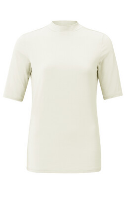 YaYa Soft high neck t-shirt with ha ONYX WHITE 01-719018-301