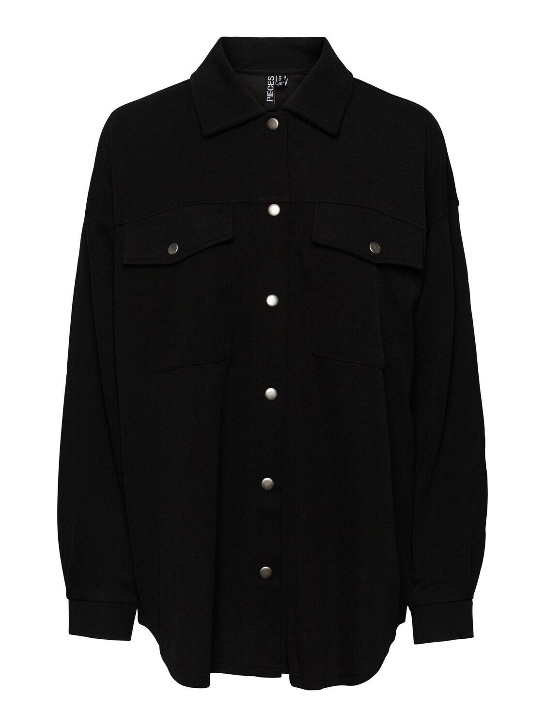 Pieces PCBLAKELY LS OVERSIZE SHACKET BC Black 17134337