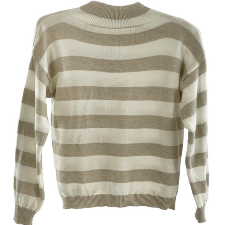 Ambika Trui streep turtle neck beige Trui streep turtle