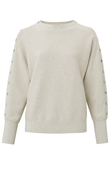 YaYa Button detail sweater ls LIGHT GREY MELANGE 01-000178-302