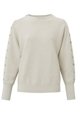 YaYa Button detail sweater ls LIGHT GREY MELANGE 01-000178-302