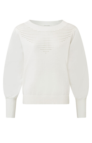 YaYa Pointelle sweater ls WOOL WHITE 01-000182-302