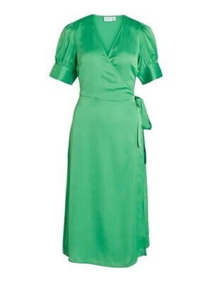 VILA VINARIA S/S WRAP MIDI DRESS/DC/SU Green Bee 14083215