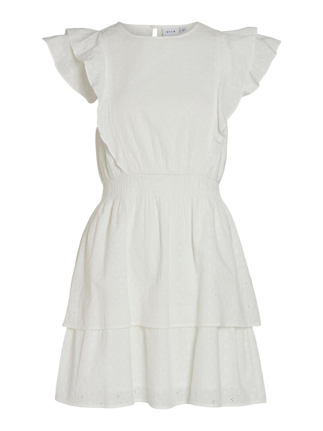 VILA VIADARA O-NECK S/S SHORT DRESS/WC/D: Cloud Dancer 14083354