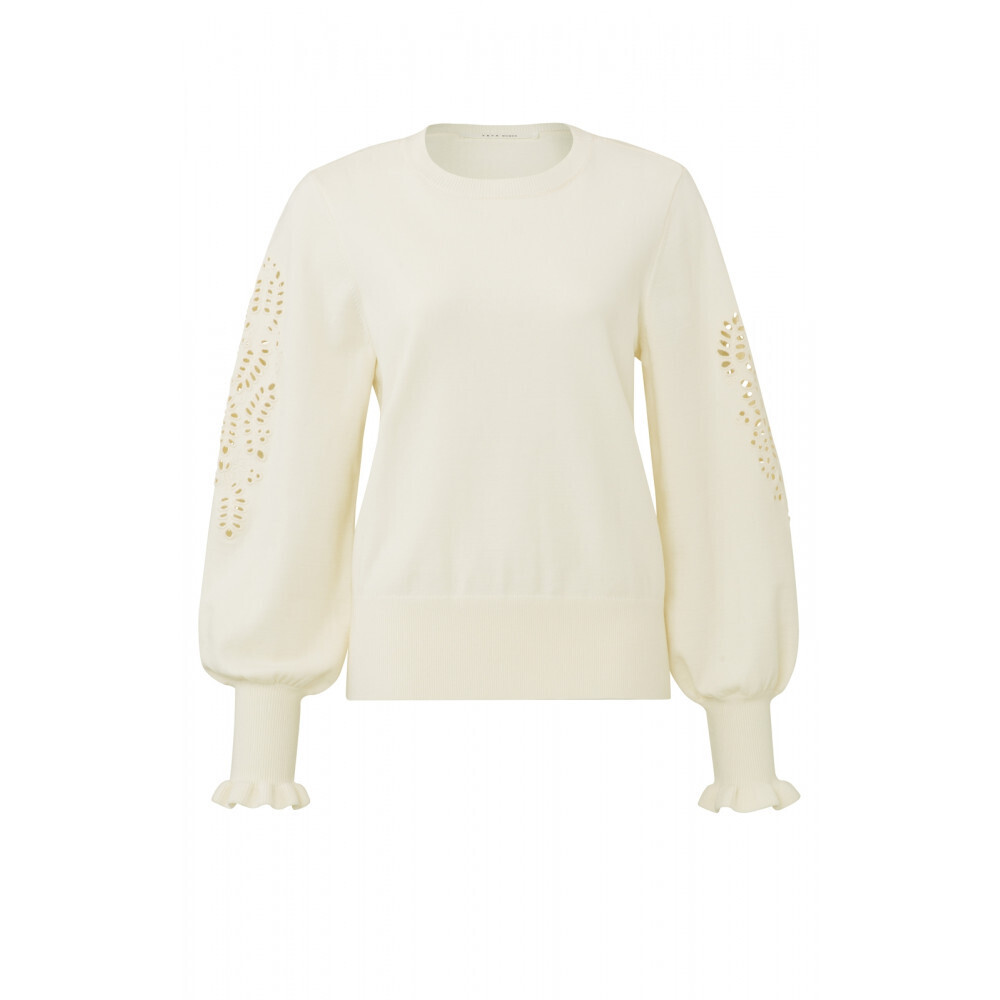YaYa Lasercut sweater ls WOOL WHITE 01-000198-303