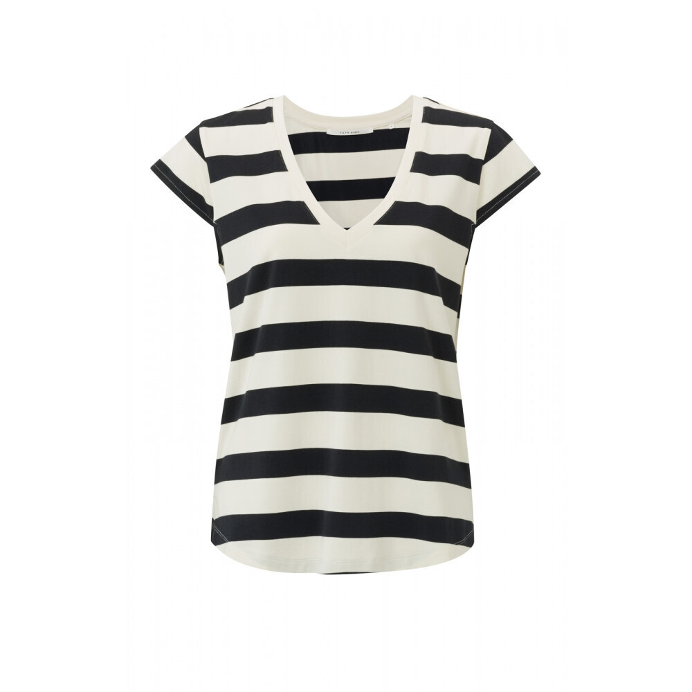 YaYa Striped t-shirt with v-neck BEAUTY BLACK DESSIN 01-719024-303