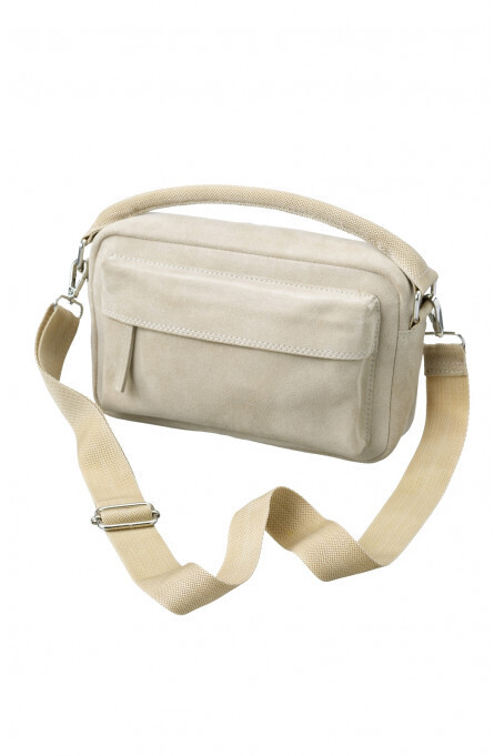 YaYa Suede shoulder bag with pocket BIRCH SAND 03-003013-303