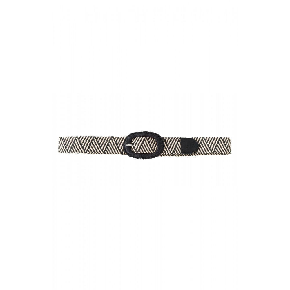 YaYa Woven belt with oval buckle BEAUTY BLACK DESSIN 03-401010-303