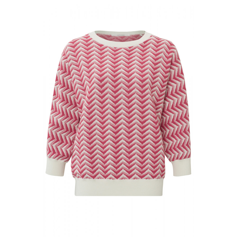 YaYa Jaquard knitted sweater PARTY PUNCH PINK DES 01-000204-303