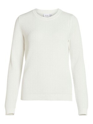 VILA VIDALO O-NECK L/S KNIT TOP/SU - NOO: White Alyssum 14082767