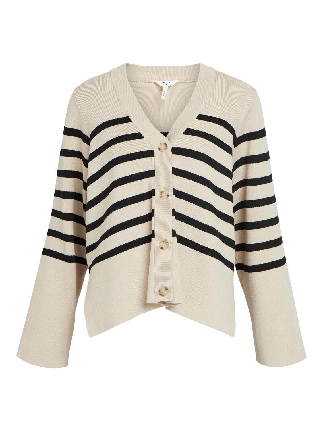 Object OBJESTER L/S CARDIGAN NOOS Sandshell/Black 23043070