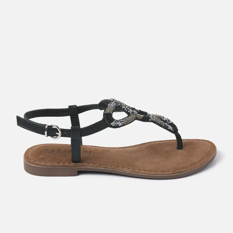 Lazamani Ladies sandals beads zwart 75.352