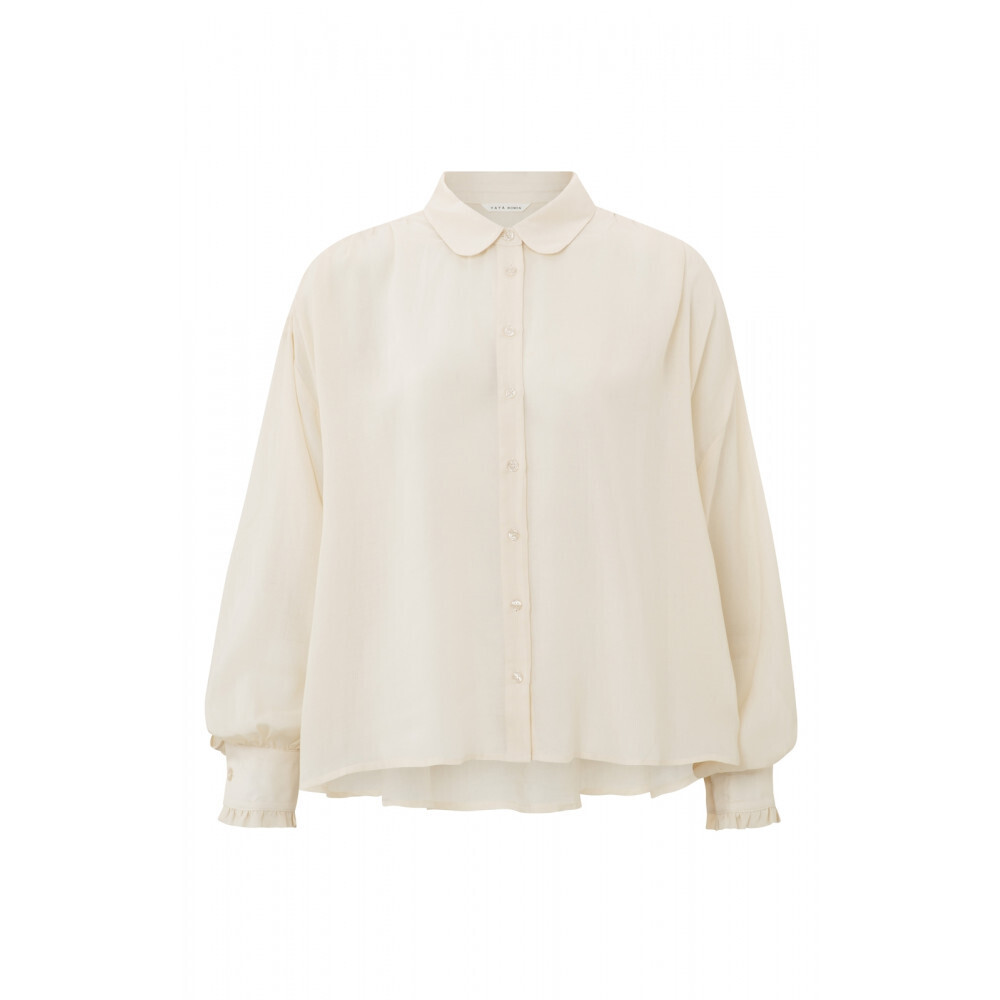 YaYa Blouse w. pleat details and v SUMMER SAND 01-201040-304