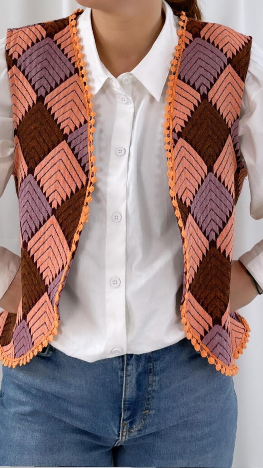 Ambika Print gilet zalm zeg6020