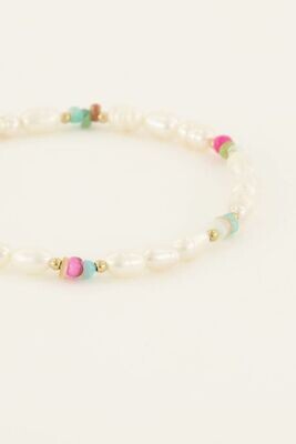 My Jewellery Bracelet pearls with beads goud MJ08193